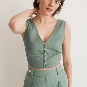 NWT Madewell Gwen Linen Crop Vest Top